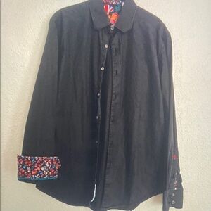 Black Shirt with Teal Decorative Stitching